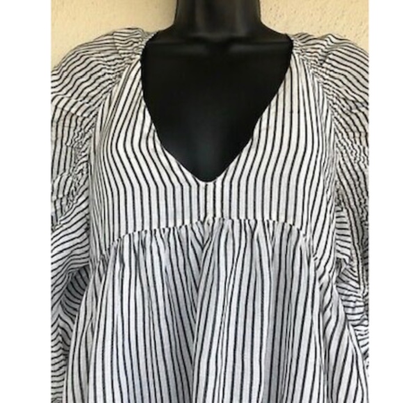 Frame Shirred Empire waist babydoll cotton/cupro tiered Parachute Dress Sz XS - Picture 5 of 9